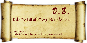 Dávidházy Balázs névjegykártya