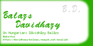 balazs davidhazy business card